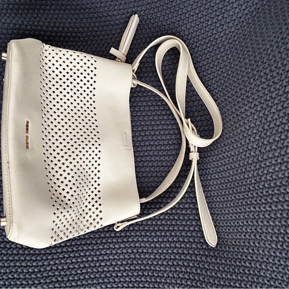 Anne Klein White Perforated Crossbody Bag